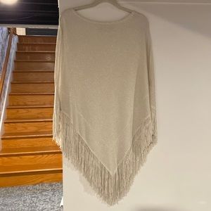 White House Black Market tan shimmer poncho